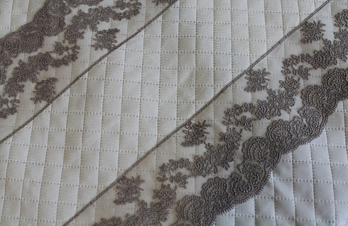 КТ-0551-Комплект ритуальный в гроб из габардиновой термостежки с кружевом
